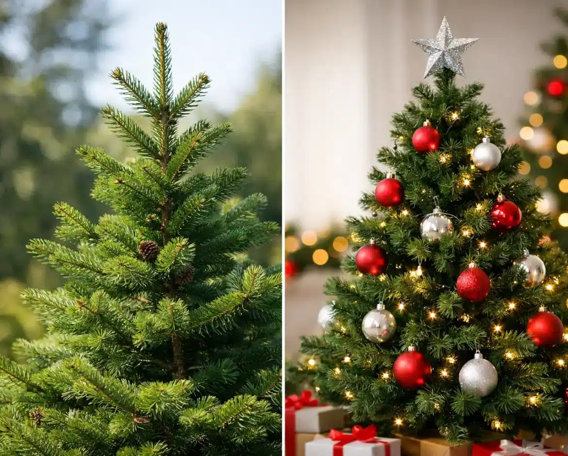 Pinheiros naturais versus artificiais para o Natal