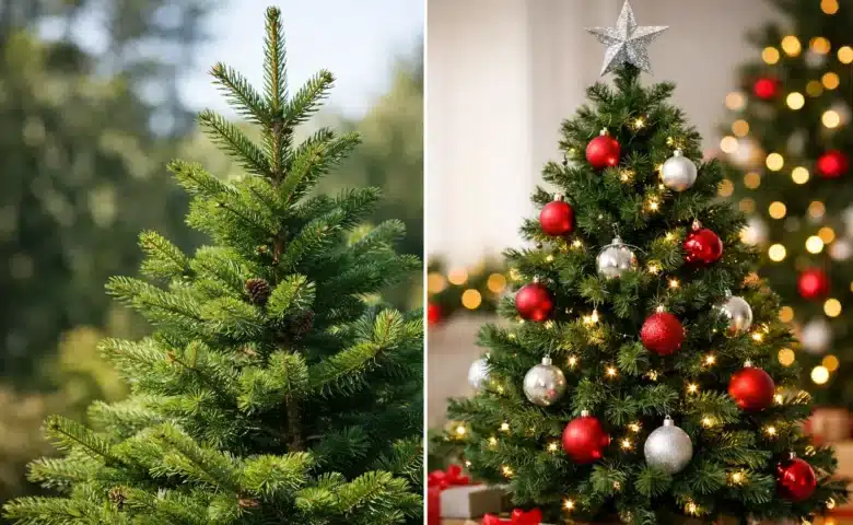 Pinheiros naturais versus artificiais para o Natal