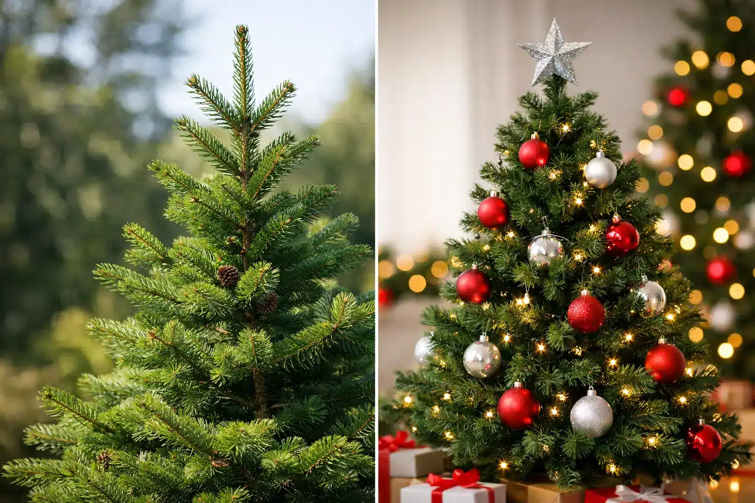 Pinheiros naturais versus artificiais para o Natal